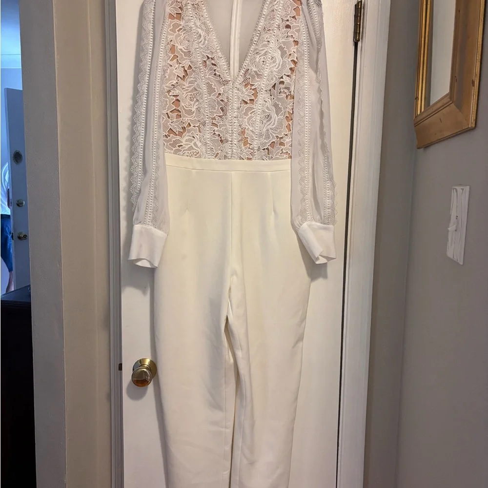 Adelyn Rae White Lace Detail Jumpsuit - Picture 5 of 6